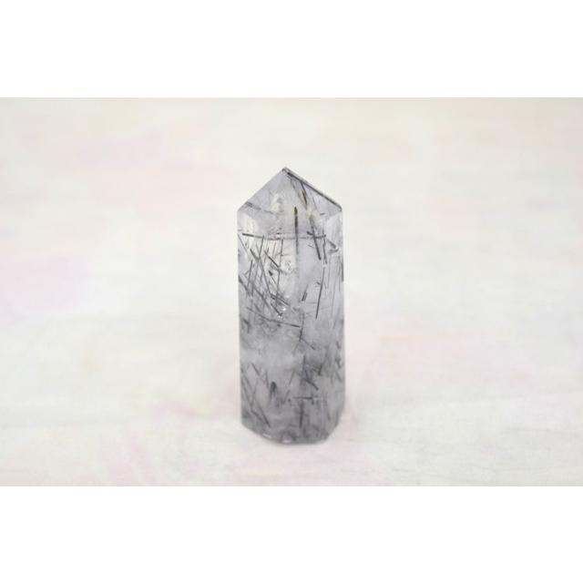 ブラックトルマリンルチルクオーツ 六角柱 ポイント型 パワーストーン