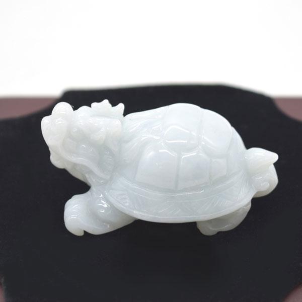 天然石　ドラゴン　置き物 龍亀 ドラゴンタートル 翡翠 5.5cm 天然石製置物 小 ロングイ ジェード