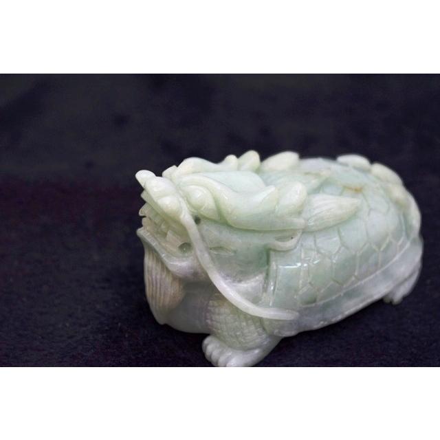 龍亀 ドラゴンタートル ロングイ 翡翠 ジェード 天然石製置物 中