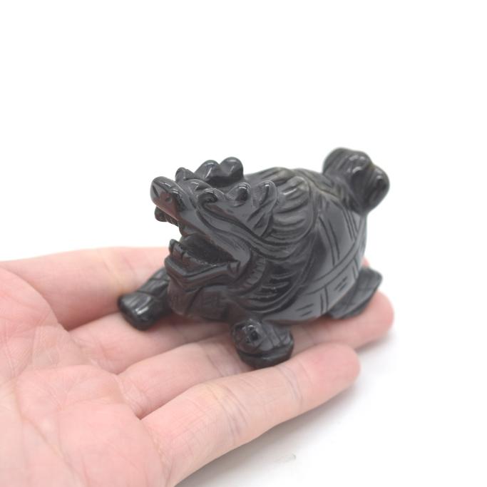 龍亀 ドラゴンタートル ロングイ オニキス 天然石製置物 商売繁盛 4.5