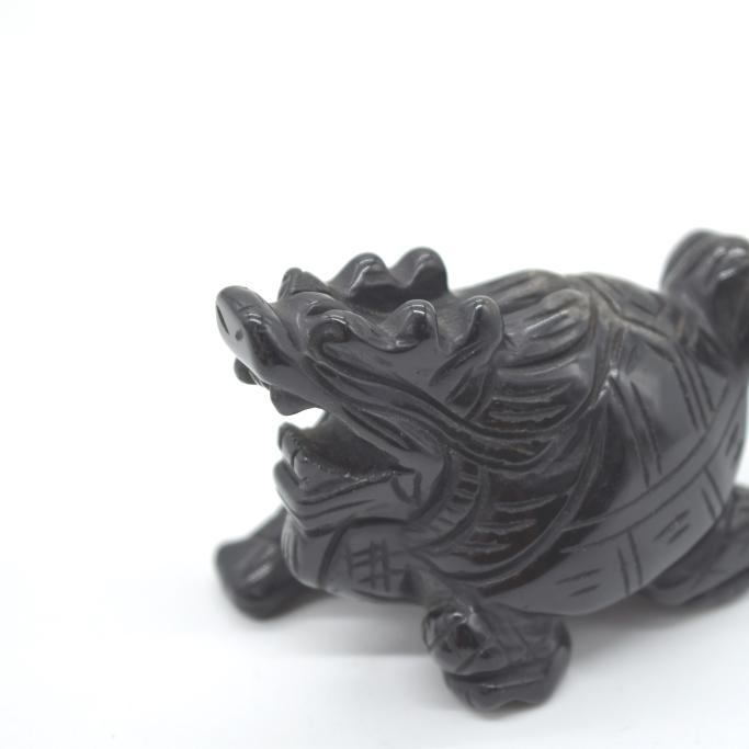 龍亀 ドラゴンタートル ロングイ オニキス 天然石製置物 商売繁盛 4.5