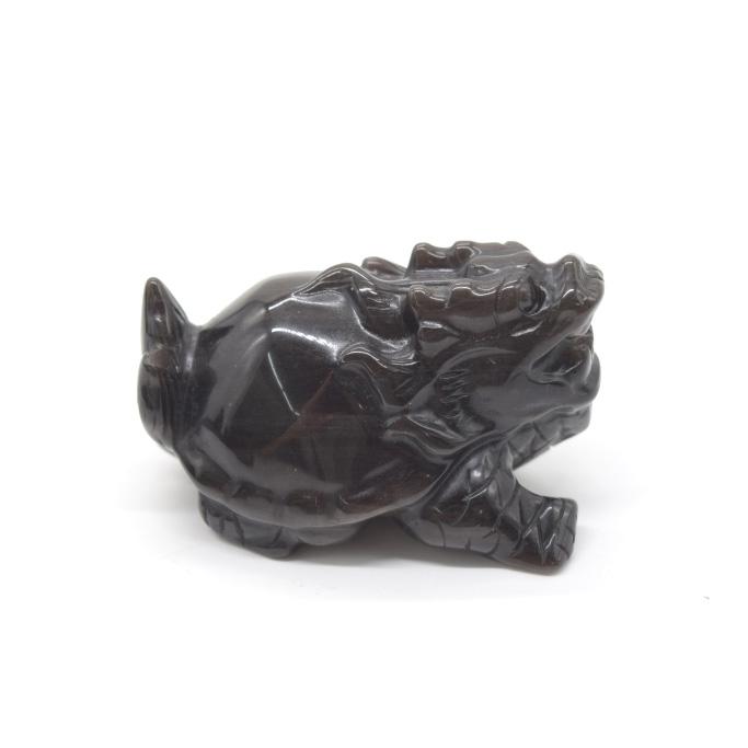 龍亀 ドラゴンタートル ロングイ オブシディアン 天然石製置物 黒曜石