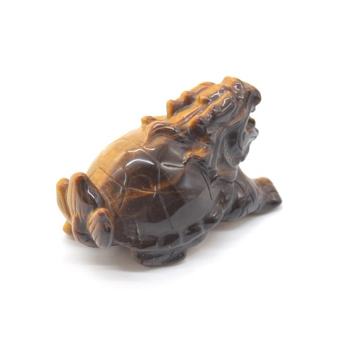 龍亀 ドラゴンタートル ロングイ タイガーアイ 天然石製置物 虎目石
