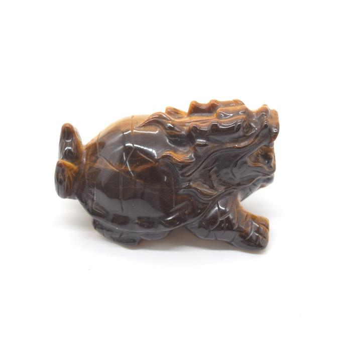 龍亀 ドラゴンタートル ロングイ タイガーアイ 天然石製置物 虎目石