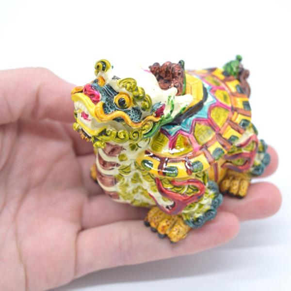 龍亀 ドラゴンタートル ロングイ カラフル 樹脂製置物 彩色済み 6.5cm