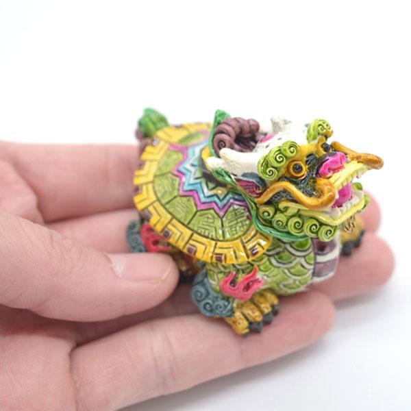 龍亀 ドラゴンタートル ロングイ カラフル 樹脂製置物 彩色済み 5cm