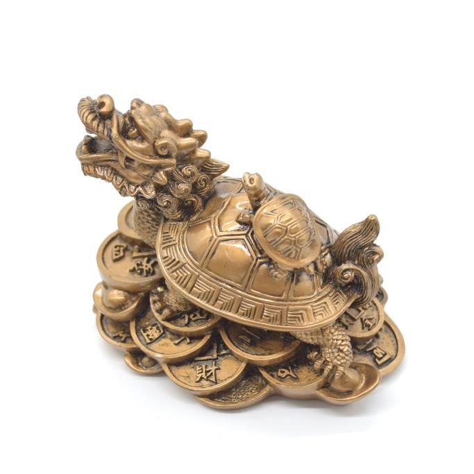 龍亀 ドラゴンタートル ロングイ 樹脂製置物 アンティーク調塗装 子亀