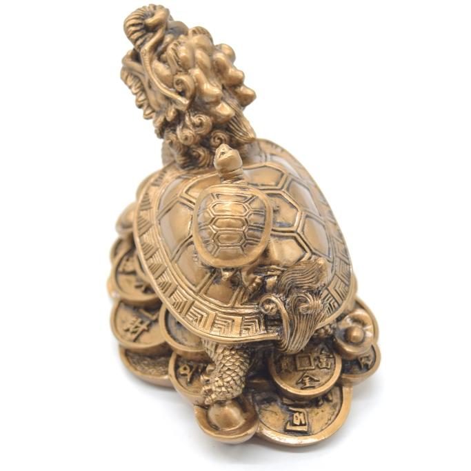 龍亀 ドラゴンタートル ロングイ 樹脂製置物 アンティーク調塗装 子亀