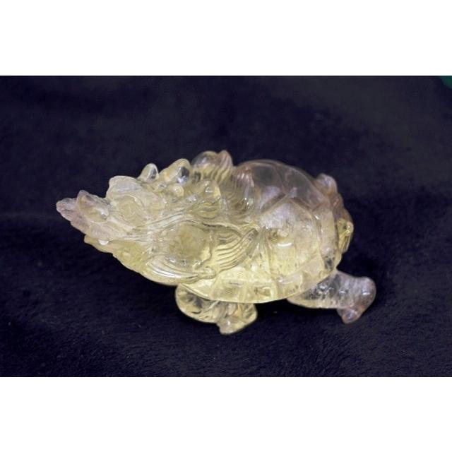 龍亀 ドラゴンタートル ロングイ 黄水晶 シトリン 天然石製置物 中