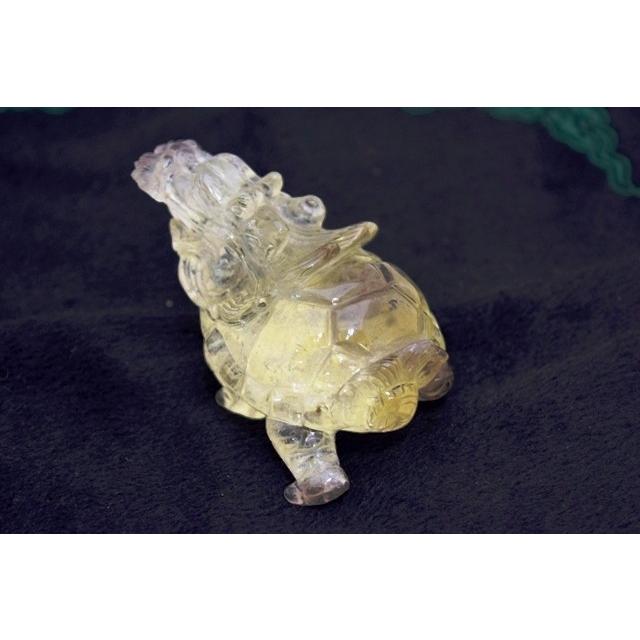 龍亀 ドラゴンタートル ロングイ 黄水晶 シトリン 天然石製置物