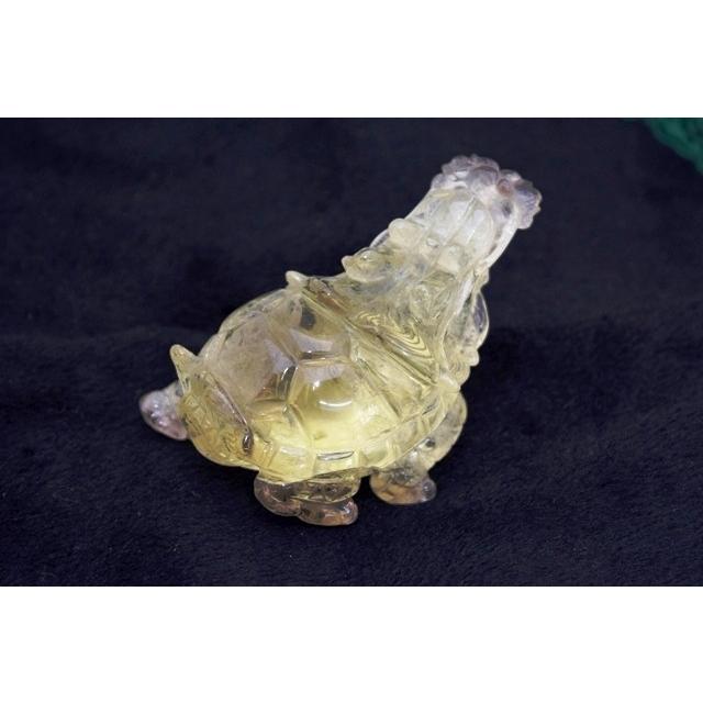 龍亀 ドラゴンタートル ロングイ 黄水晶 シトリン 天然石製置物 中