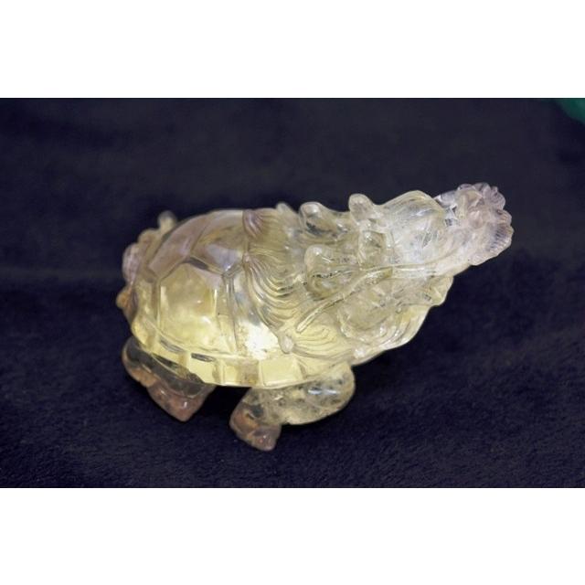 龍亀 ドラゴンタートル ロングイ 黄水晶 シトリン 天然石製置物