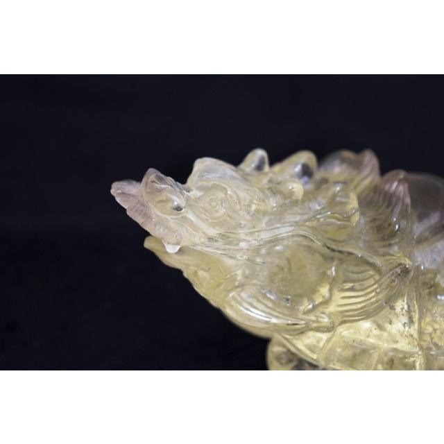 龍亀 ドラゴンタートル ロングイ 黄水晶 シトリン 天然石製置物 中