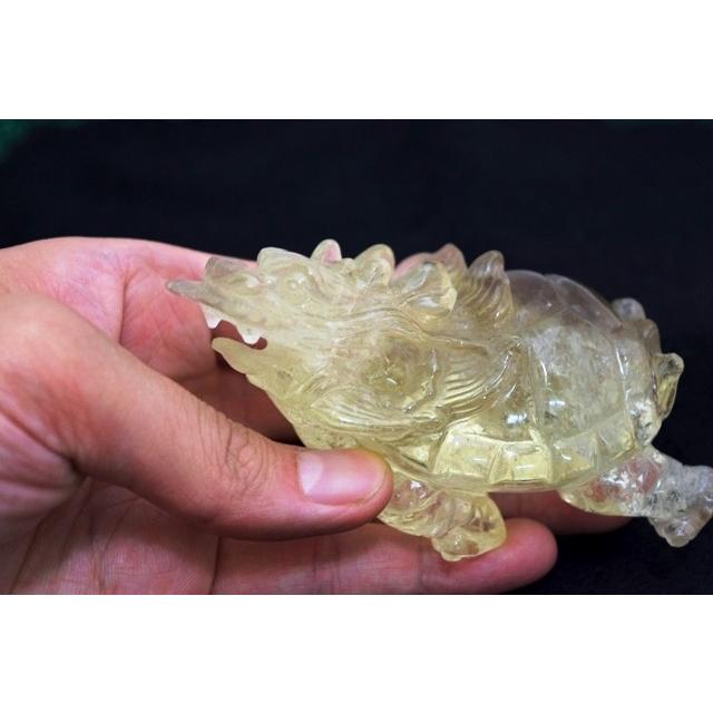 龍亀 ドラゴンタートル ロングイ 黄水晶 シトリン 天然石製置物