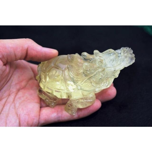 龍亀 ドラゴンタートル ロングイ 黄水晶 シトリン 天然石製置物