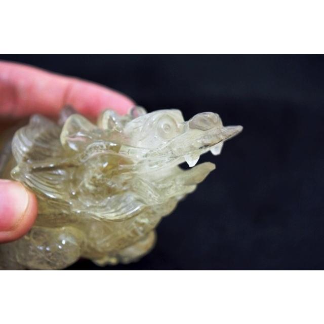 龍亀 ドラゴンタートル ロングイ 黄水晶 シトリン 天然石製置物 中