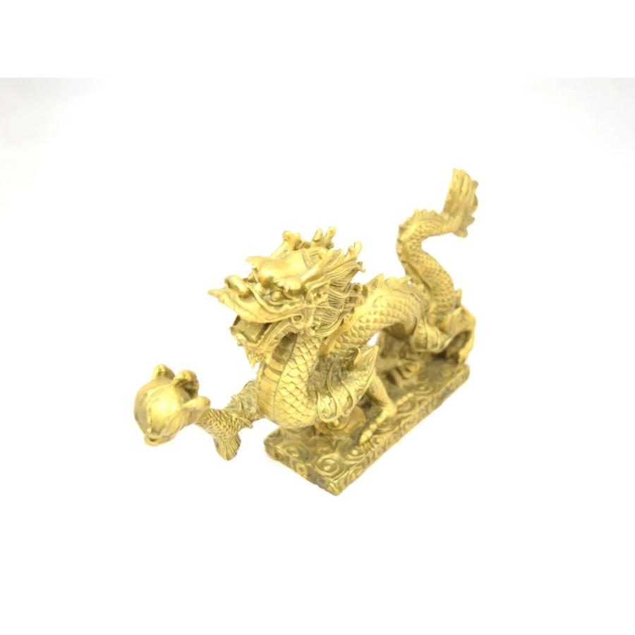 龍 ドラゴン 銅製置物 横型 如意宝珠 20cm : 横浜中華街龍