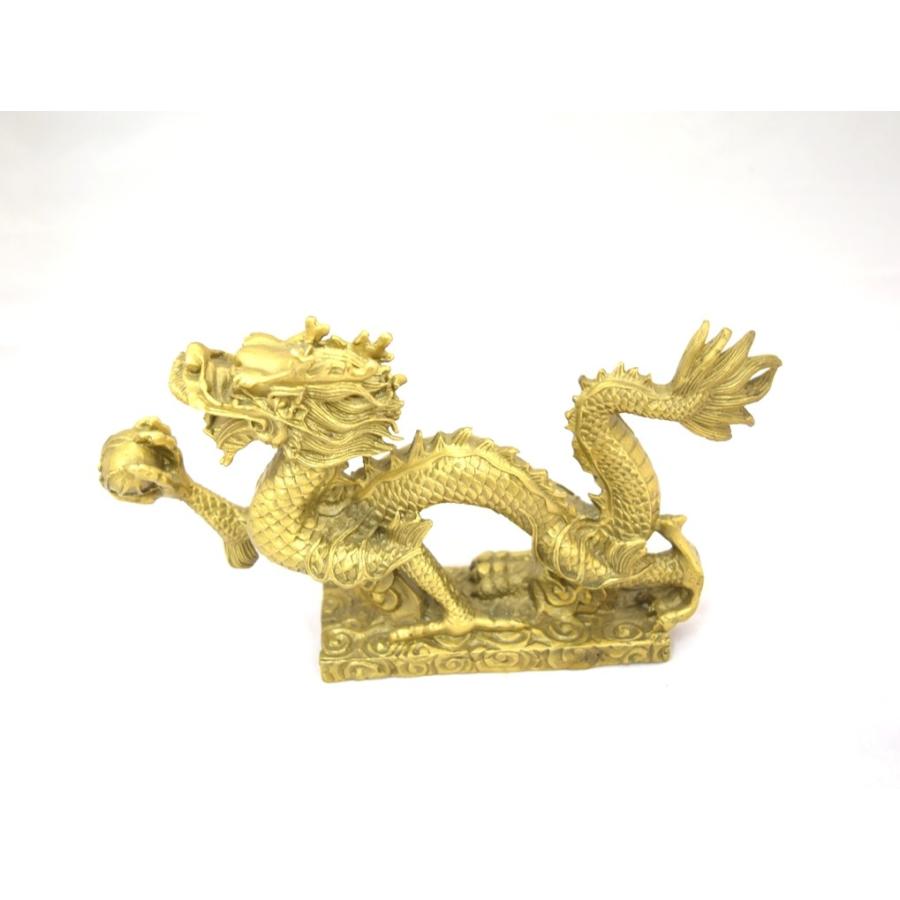 龍 ドラゴン 銅製置物 横型 如意宝珠 20cm : 横浜中華街龍 - 通販