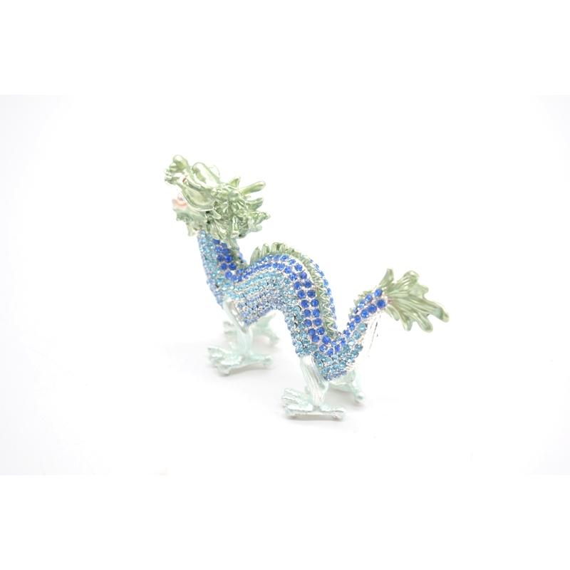 辰 龍の置物 七宝焼き 青 6cm 五本爪 玄関 風水インテリア 竜 : 横浜