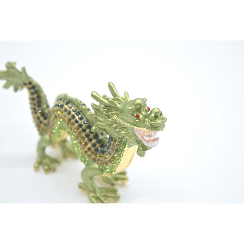 七宝焼　龍　縁起物 辰 龍の置物 七宝焼き 緑 6cm 五本爪 玄関 風水インテリア 竜 : 横浜
