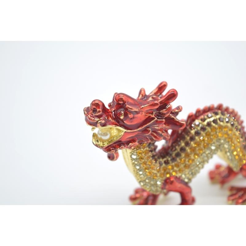 辰 龍の置物 七宝焼き 赤 朱色 6cm 五本爪 玄関 風水インテリア 竜