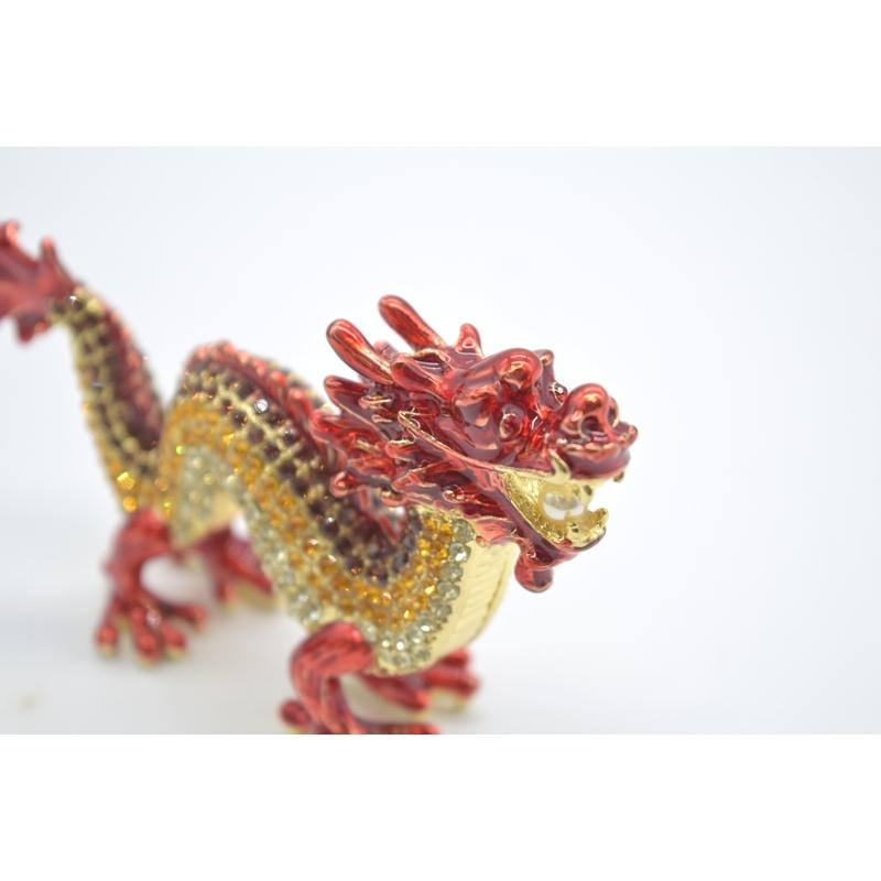 辰 龍の置物 七宝焼き 赤 朱色 6cm 五本爪 玄関 風水インテリア 竜