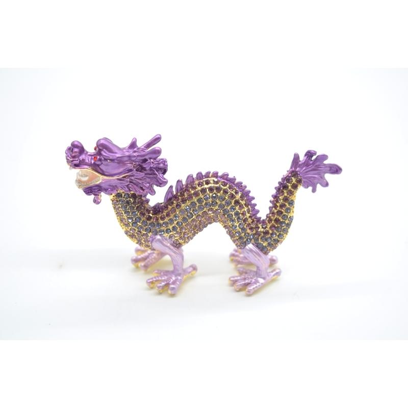 辰 龍の置物 七宝焼き 紫 6cm 五本爪 玄関 風水インテリア 竜 |  | 01