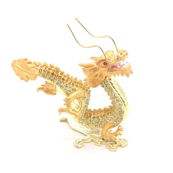 辰 龍の置物 七宝焼き 金色 12cm 五本爪 玄関 風水インテリア 竜 | 