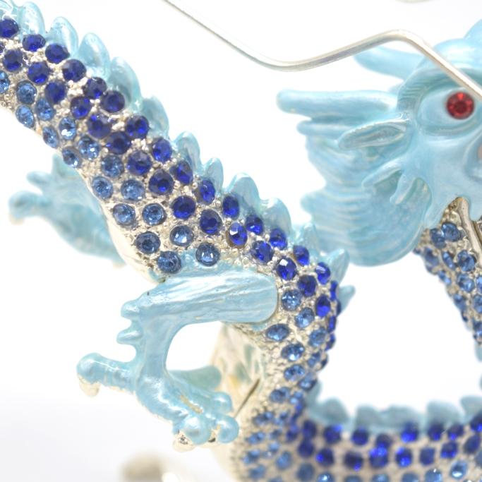 辰 龍の置物 七宝焼き 青 12cm 五本爪 玄関 風水インテリア 竜 : 横浜