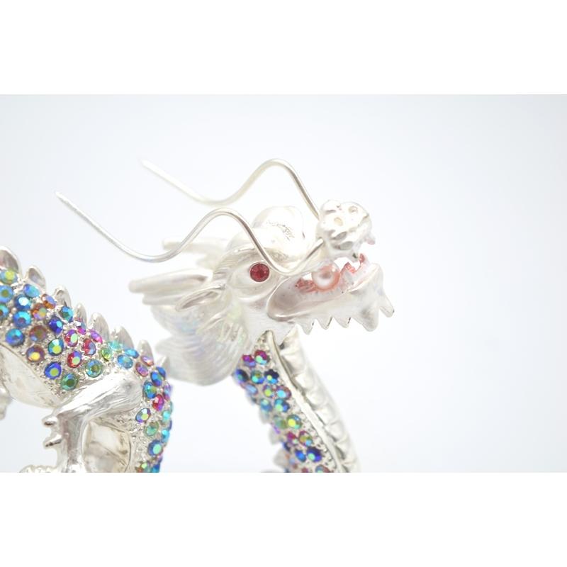 辰 龍の置物 七宝焼き 白 12cm 五本爪 玄関 風水インテリア 竜