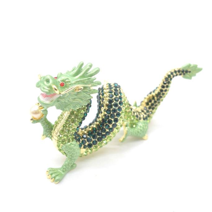 辰 龍の置物 七宝焼き 緑 グリーン 7.5cm 五本爪 玄関 風水インテリア