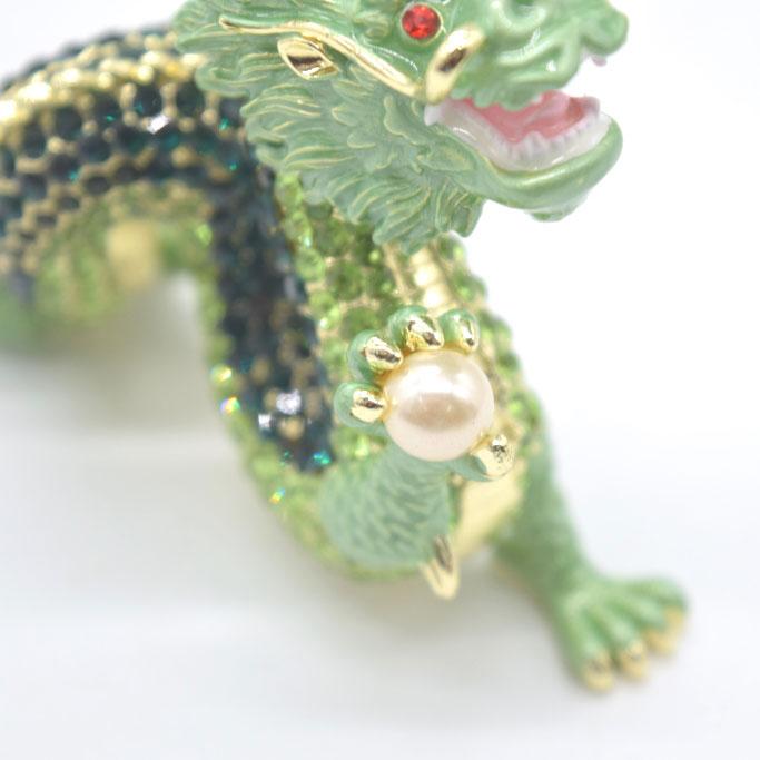 辰 龍の置物 七宝焼き 緑 グリーン 7.5cm 五本爪 玄関 風水インテリア