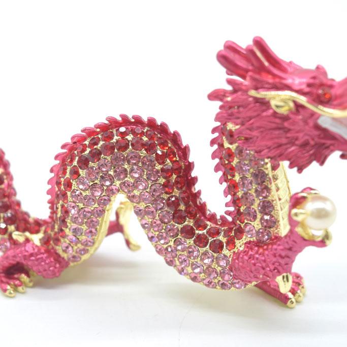 辰 龍の置物 七宝焼き 赤 紅 レッド 7.5cm 五本爪 玄関 風水インテリア 竜_10
