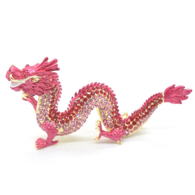 辰 龍の置物 七宝焼き 赤 紅 レッド 7.5cm 五本爪 玄関 風水インテリア 竜_1