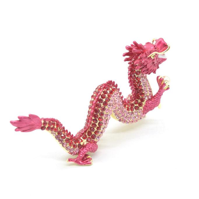 辰 龍の置物 七宝焼き 赤 紅 レッド 7.5cm 五本爪 玄関 風水インテリア 竜_3