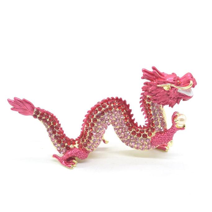 辰 龍の置物 七宝焼き 赤 紅 レッド 7.5cm 五本爪 玄関 風水インテリア 竜_4