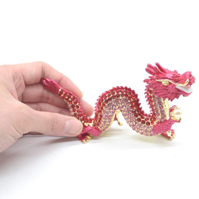 辰 龍の置物 七宝焼き 赤 紅 レッド 7.5cm 五本爪 玄関 風水インテリア 竜_6