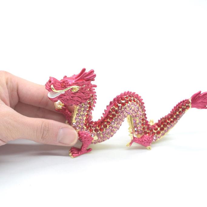 辰 龍の置物 七宝焼き 赤 紅 レッド 7.5cm 五本爪 玄関 風水インテリア 竜_7