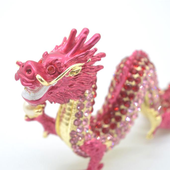 辰 龍の置物 七宝焼き 赤 紅 レッド 7.5cm 五本爪 玄関 風水インテリア 竜_8