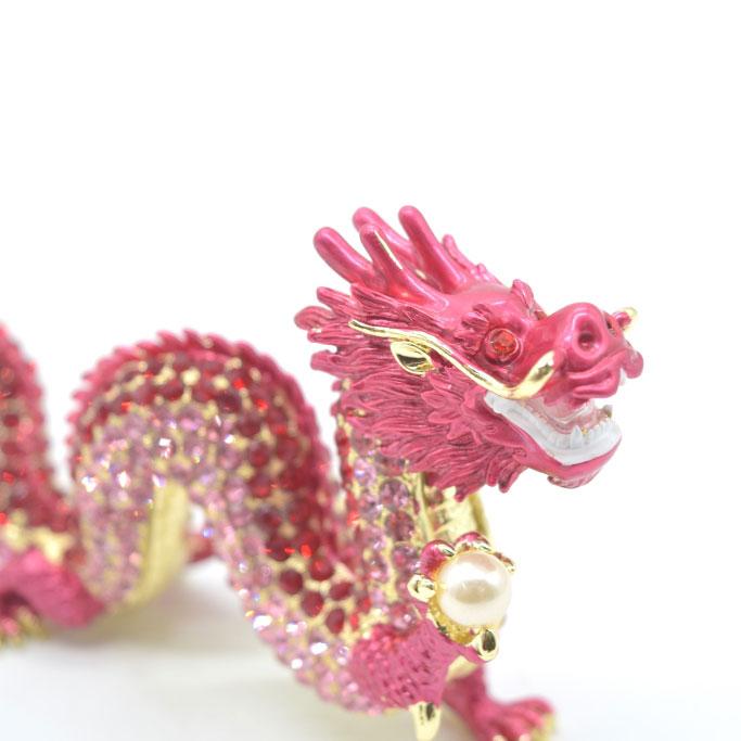 辰 龍の置物 七宝焼き 赤 紅 レッド 7.5cm 五本爪 玄関 風水インテリア 竜_9