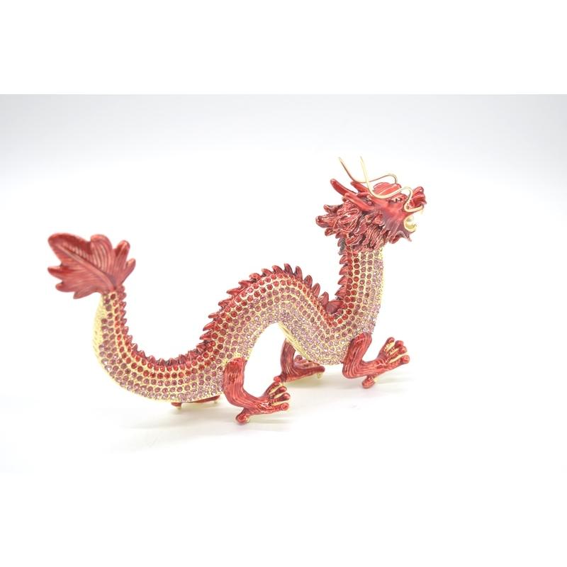 新品本物 七宝焼き 龍 竜 五本爪 金属製置物 金 風水インテリア 6cm