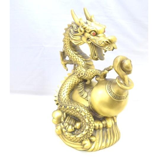 瓢箪型鶏龍山大型置物 辰 龍の置物 銅製 瓢箪 26cm 大型 竜 ひょうたん 厄よけ 五本爪 特大