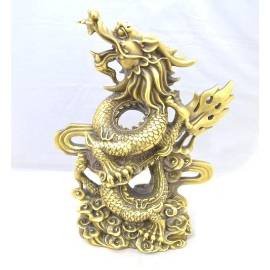 辰 龍の置物 銅製 30cm 竜 大型 雲乗り 五本爪 特大 : 横浜中華街龍