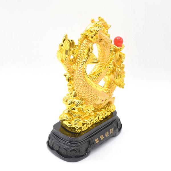 辰 龍の置物 8の字龍 鯉 24cm 樹脂製 8型 末広がり 如意宝珠 台座付き 金色 |  | 04