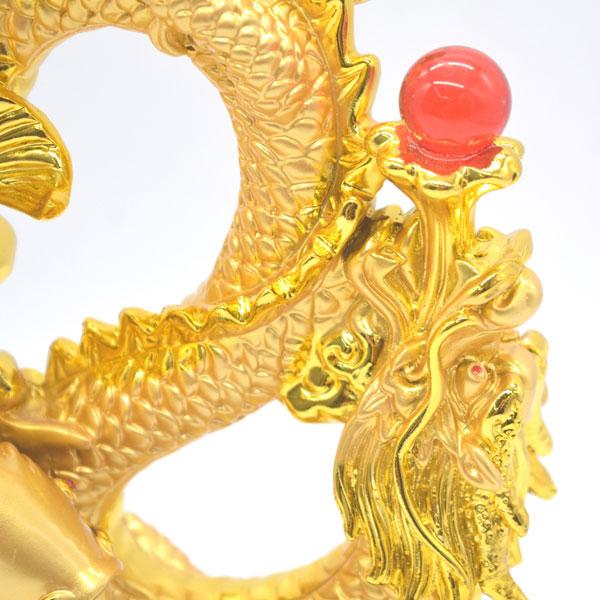 辰 龍の置物 8の字龍 鯉 24cm 樹脂製 8型 末広がり 如意宝珠 台座付き 金色 |  | 06