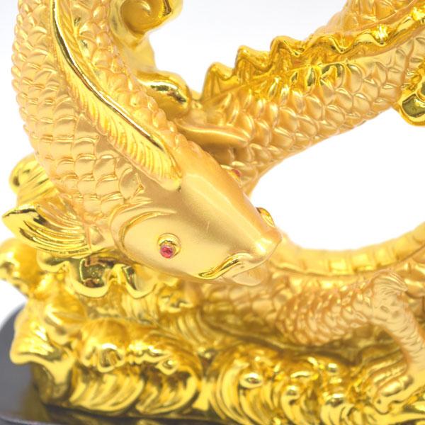 辰 龍の置物 8の字龍 鯉 24cm 樹脂製 8型 末広がり 如意宝珠 台座付き 金色 |  | 07