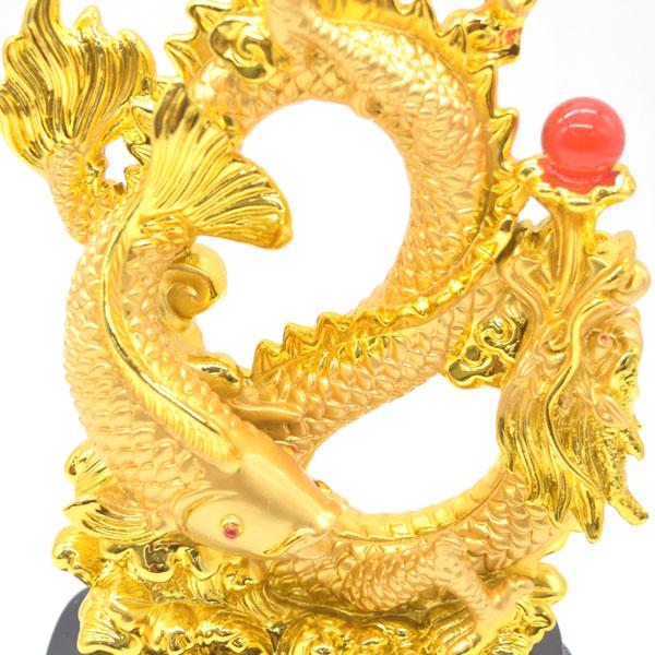 辰 龍の置物 8の字龍 鯉 24cm 樹脂製 8型 末広がり 如意宝珠 台座付き 金色 |  | 08