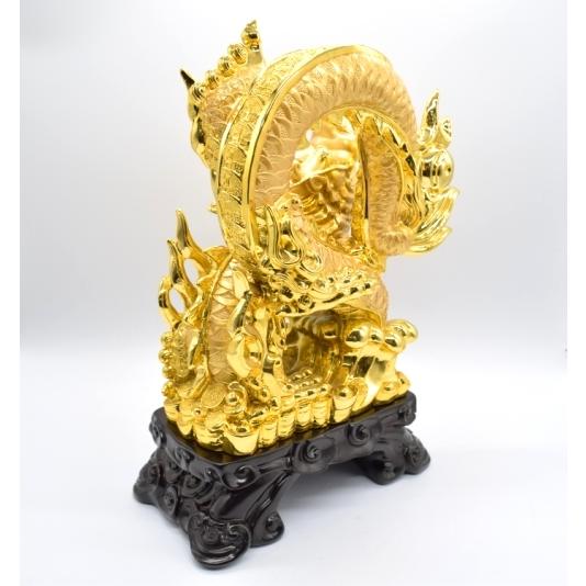 辰 龍の置物 8の字龍 金色 樹脂製 39cm 8型 竜 古銭 招財進宝 末広がり