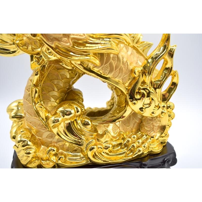 辰 龍の置物 8の字龍 金色 樹脂製 39cm 8型 竜 古銭 招財進宝 末広がり 台座付き_9