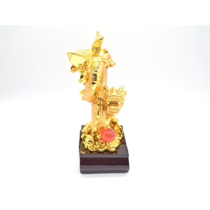 辰 龍の置物 8の字龍 金色 樹脂製 27cm 8型 如意宝珠 元宝 辰 龍の置物 8の字龍 金色 樹脂製 27cm 8型 如意宝珠 元宝